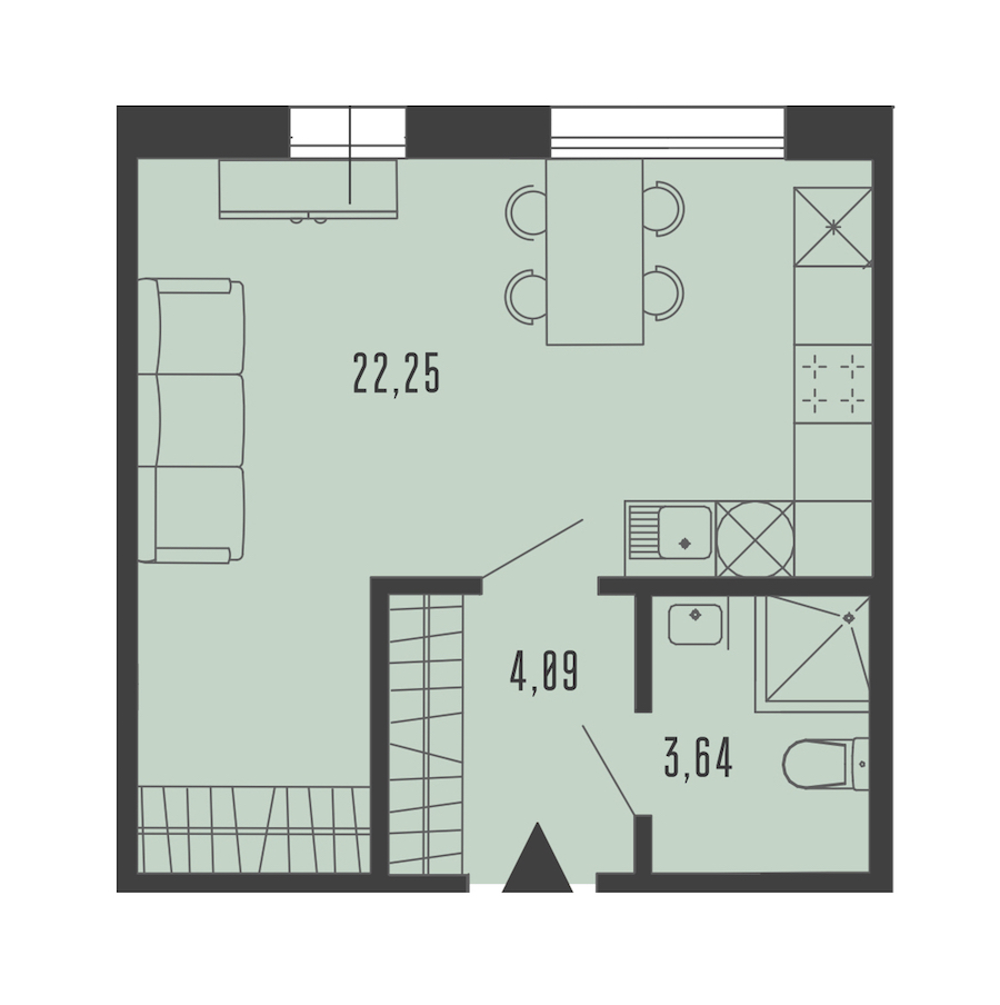 Квартира студия 29.98 м², 2/5 эт., Комплекс апартаментов «Bereg. Курортный»